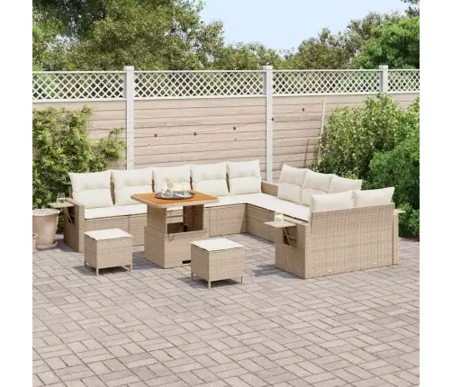 13 Daļīgais Dārza Dīvānu Komplekts Ar Spilveniem, Bēšā Krāsā, Poliratā Un Akācijā Vidaxl 13 Daļīgais Dārza Dīvānu Komplekts Ar Spilveniem, Bēšā Krāsā, Poliratā Un Akācijā Vidaxl