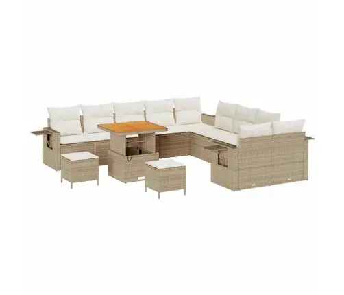 13 Daļīgais Dārza Dīvānu Komplekts Ar Spilveniem, Bēšā Krāsā, Poliratā Un Akācijā Vidaxl 13 Daļīgais Dārza Dīvānu Komplekts Ar Spilveniem, Bēšā Krāsā, Poliratā Un Akācijā Vidaxl