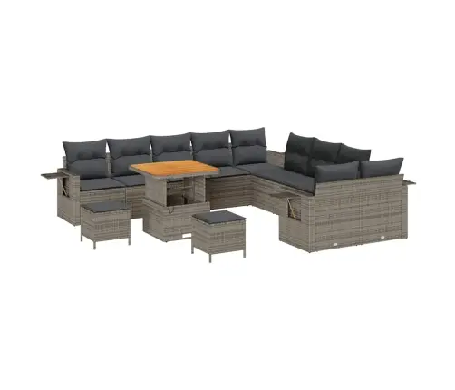 Dārza Dīvānu Komplekts 13 Pcs Pelēka Poliratāns Vidaxl