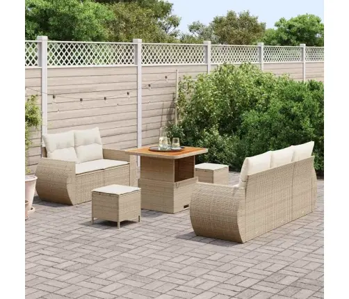 Sodo Sofų Rinkinys 8 Pcs Smėlio Poliratanas