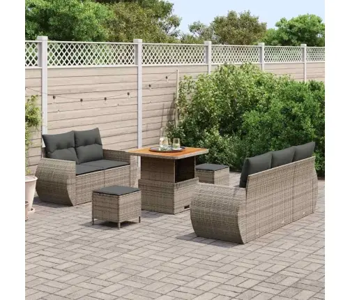 Dārza Dīvānu Komplekts Ar Spilvenu 8 Pcs Pelēka Poliratāns Vidaxl