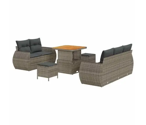 Dārza Dīvānu Komplekts Ar Spilvenu 8 Pcs Pelēka Poliratāns Vidaxl