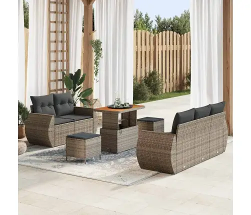 Sodo Sofų Rinkinys 8 Pcs Pilka Poliratanas