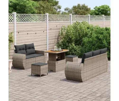 Sodo Sofų Rinkinys 8 Pcs Pilka Poliratanas