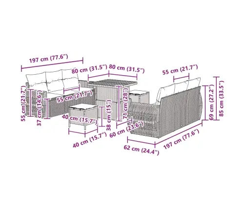 9 Daļu Dārza Dīvānu Komplekts Ar Spilveniem Melnā Poliratanā Un Akācijā Vidaxl