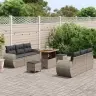 9 Daļīgais Āra Dīvānu Komplekts Ar Spilveniem, Pelēks Poly Rattan Un Akācija Vidaxl