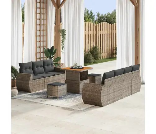 Dārza Dīvānu Komplekts 10 Pcs Pelēka Poliratāns Vidaxl