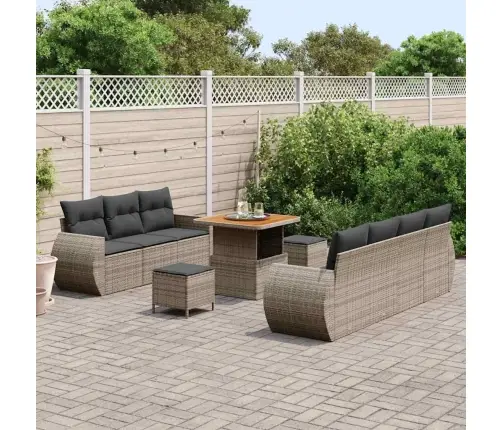 Dārza Dīvānu Komplekts 10 Pcs Pelēka Poliratāns Vidaxl