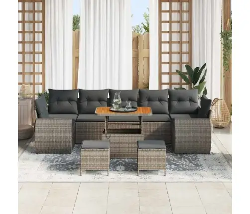 Sodo Sofų Rinkinys 10 Pcs Pilka Poliratanas