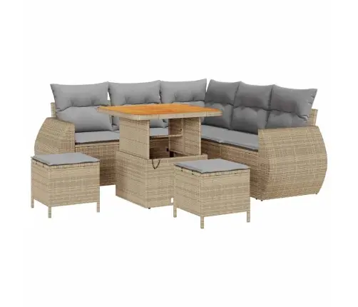 Sodo Sofų Rinkinys 8 Pcs Smėlio Poliratanas