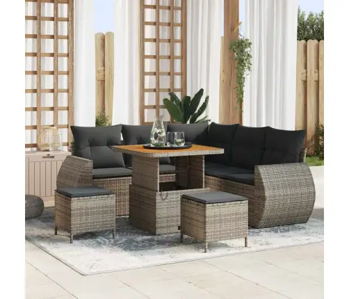 Dārza Dīvānu Komplekts 8 Pcs Pelēka Poliratāns Vidaxl