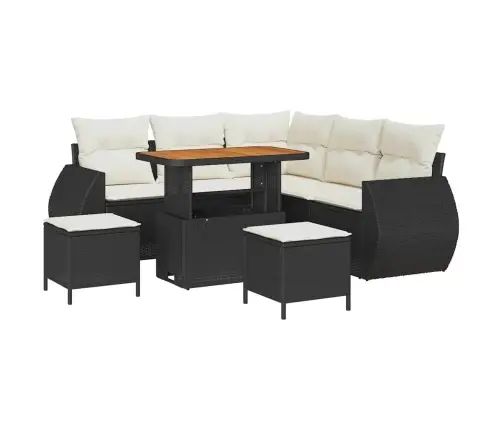 Sodo Sofų Rinkinys 8 Pcs Juoda Poliratanas