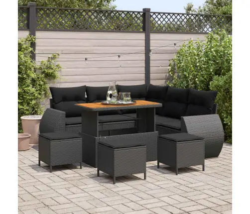 Aia Diivanikomplekt 9 Pcs Must Polürotang