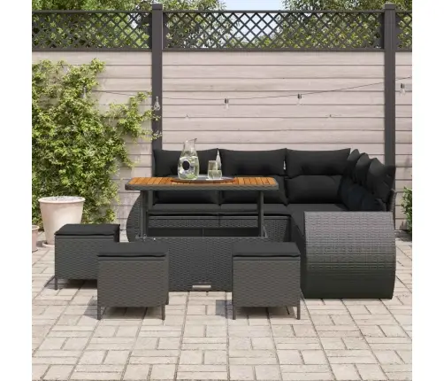 Aia Diivanikomplekt 9 Pcs Must Polürotang