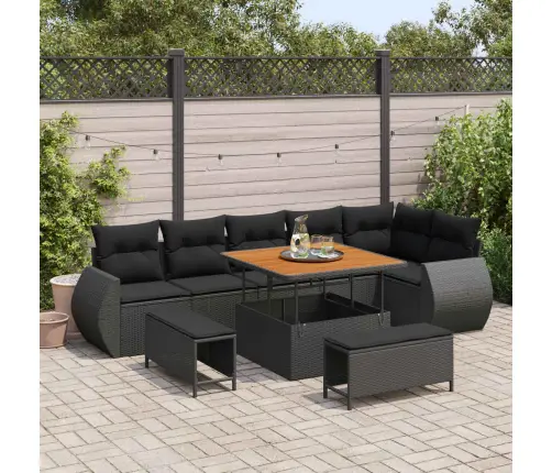 Aia Diivanikomplekt 9 Pcs Must Polürotang