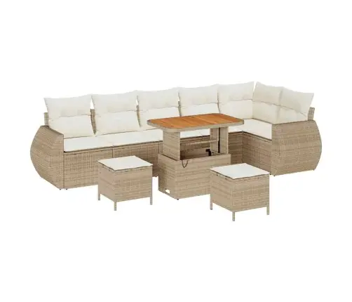 Sodo Sofų Rinkinys 9 Pcs Smėlio Poliratanas