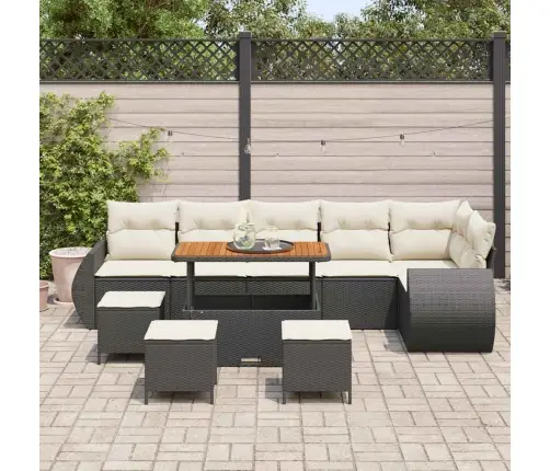 Aia Diivanikomplekt 10 Pcs Must Polürotang