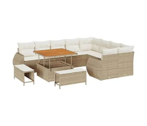 Sodo Sofų Rinkinys 12 Pcs Smėlio Poliratanas