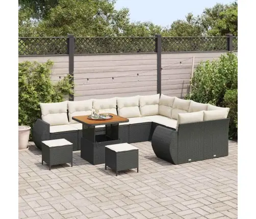 Aia Diivanikomplekt 12 Pcs Must Polürotang