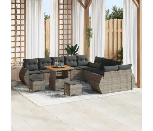 Dārza Dīvānu Komplekts 13 Pcs Pelēka Poliratāns Vidaxl