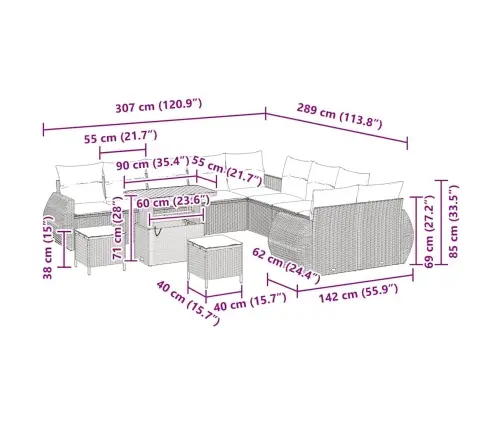 13 Daļu Dārza Dīvānu Komplekts Ar Spilveniem. Bēšā Krāsā, Polirattans, Akācija. Vidaxl