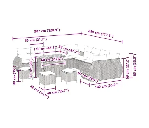 Aia Diivanikomplekt 14 Pcs Beež Polürotang