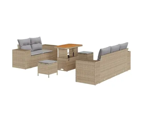 8 Daļu Dārza Dīvānu Komplekts Ar Spilveniem Bēšas Poliratanas Vidaxl