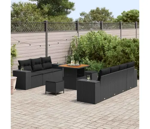 Aia Diivanikomplekt 10 Pcs Must Polürotang