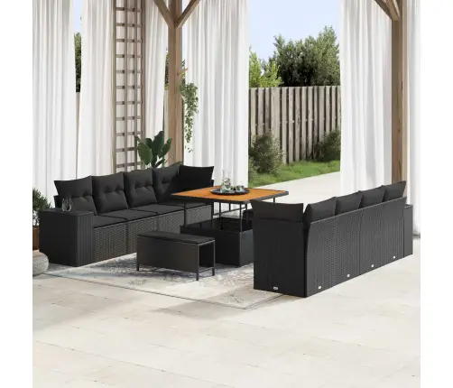 Aia Diivanikomplekt Padjaga 11 Pcs Must Polürotang