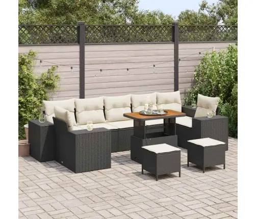 Aia Diivanikomplekt 10 Pcs Must Polürotang