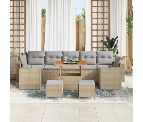 10 Daļu Dārza Dīvānu Komplekts Ar Bēšiem Spilveniem Vidaxl