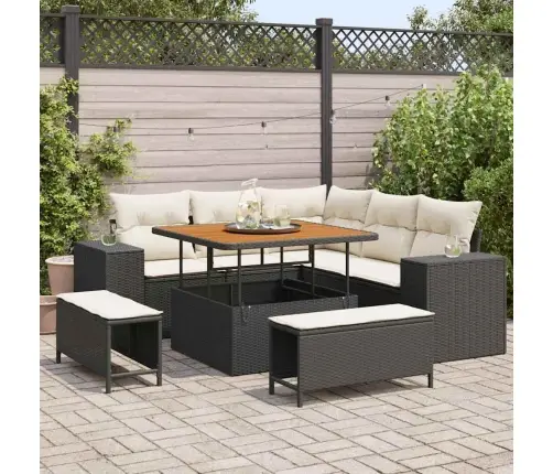 Aia Diivanikomplekt Padjaga 8 Pcs Must Polürotang