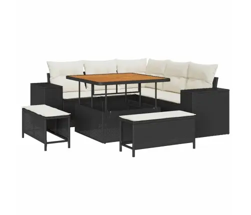 Aia Diivanikomplekt Padjaga 8 Pcs Must Polürotang