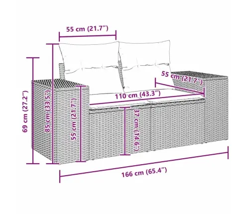 Aia Diivanikomplekt Padjaga 8 Pcs Must Polürotang