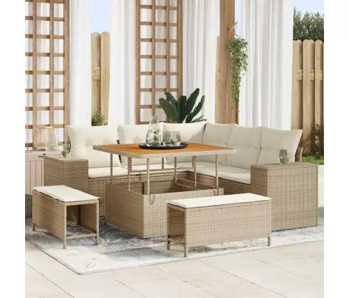 Aia Diivanikomplekt Padjaga 8 Pcs Beež Polürotang