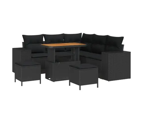 Aia Diivanikomplekt Padjaga 8 Pcs Must Polürotang