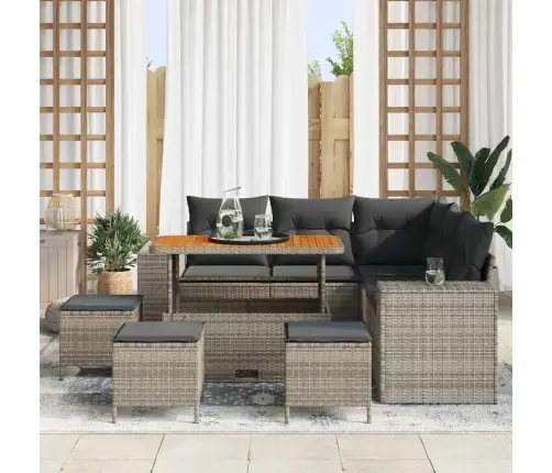 9 Daļu Dārza Dīvānu Komplekts Ar Spilveniem Pelēkā Poliratanā Un Akācijas Koka Detaļām Vidaxl 9 Daļu Dārza Dīvānu Komplekts Ar Spilveniem Pelēkā Poliratanā Un Akācijas Koka Detaļām Vidaxl