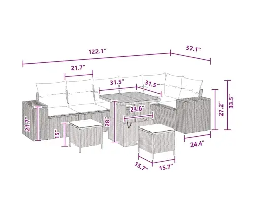 Sodo Sofų Rinkinys 9 Pcs Juoda Poliratanas