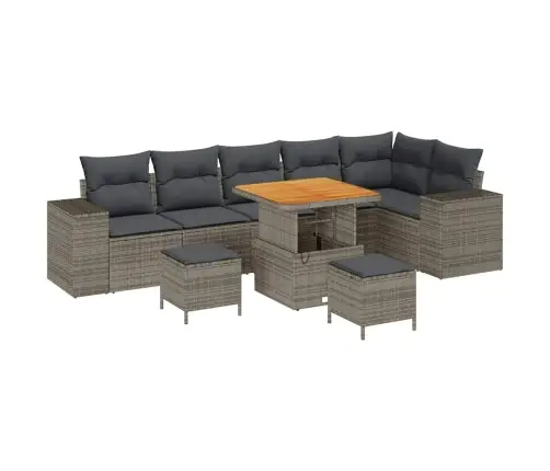 Dārza Dīvānu Komplekts Ar Spilvenu 9 Pcs Pelēka Poliratāns Vidaxl