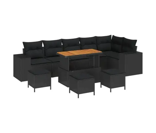 10 Gab Dārza Dīvānu Komplekts Ar Spilveniem Melnā Poliratanā Vidaxl