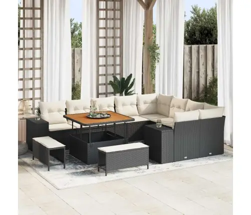 Aia Diivanikomplekt Padjaga 12 Pcs Must Polürotang