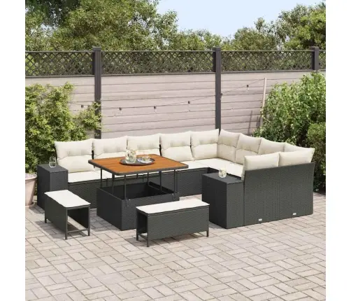 Aia Diivanikomplekt Padjaga 12 Pcs Must Polürotang