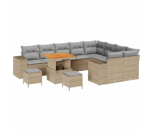 12 Daļu Dārza Dīvānu Komplekts Ar Spilveniem, Bēšā Poliratanā Vidaxl