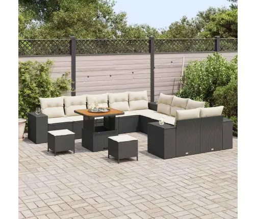 Aia Diivanikomplekt Padjaga 13 Pcs Must Polürotang