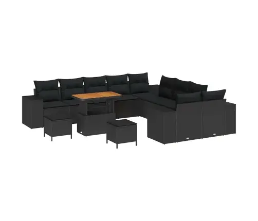Sodo Sofų Rinkinys 13 Pcs Juoda Poliratanas