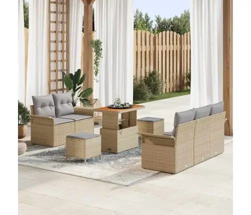 Dārza Dīvānu Komplekts 8 Pcs Bēša Poliratāns Vidaxl