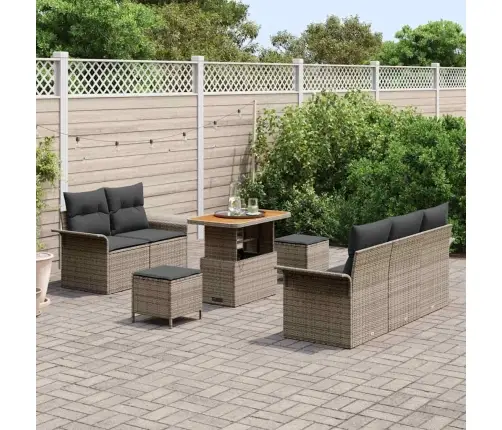 Sodo Sofų Rinkinys 8 Pcs Pilka Poliratanas