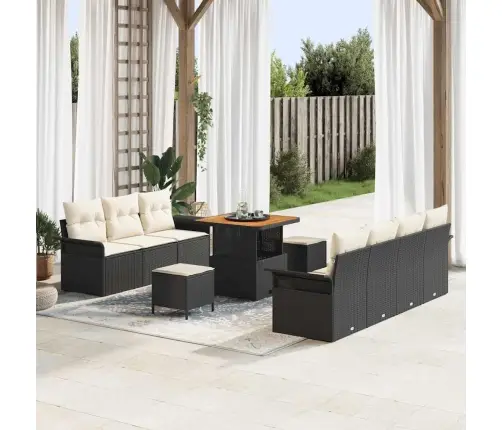 Aia Diivanikomplekt 10 Pcs Must Polürotang