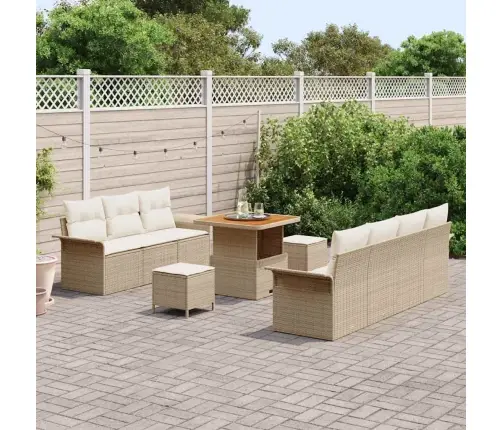 Dārza Dīvānu Komplekts 10 Pcs Bēša Poliratāns Vidaxl