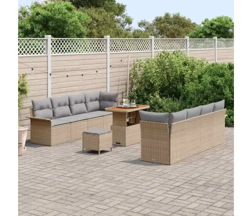 Sodo Sofų Rinkinys 11 Pcs Smėlio Poliratanas